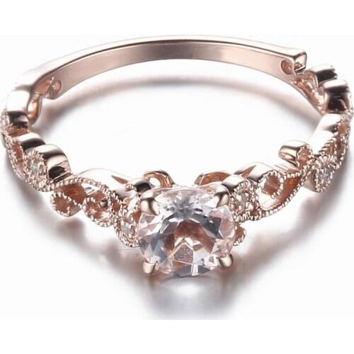 Sterling Silver 925 Certified Round Cut 5.5mm Pink Morganite Diamonds Engagement Wedding Ring Vintage Antique Fine Gemstone Ring