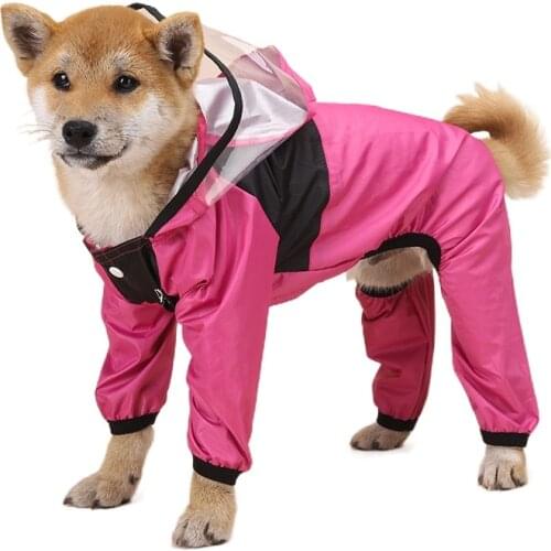 Pet Clothes Raincoat, Summer Outdoor Small Medium-sized Dogs Four Back XS-4XL Hoodie Waterproof Transparent Jacket PU Raincoat
