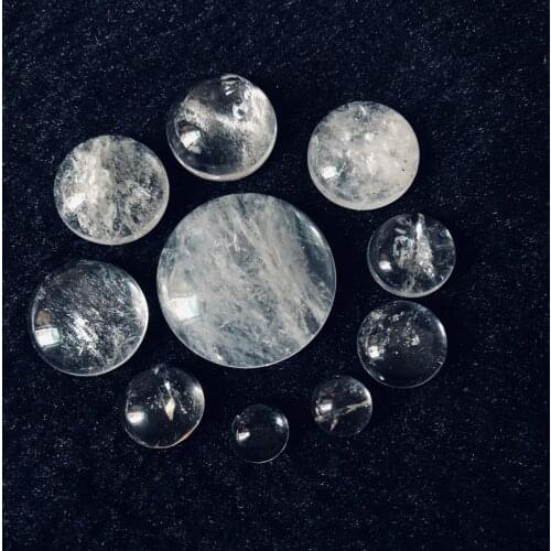 Wholesale Clear Quartz Rock Crystal Beads Cabochon 8mm 10,12,16,20,25mm Round Gem Stone Jewelry Cabochon Ring Face,4pcs/lot