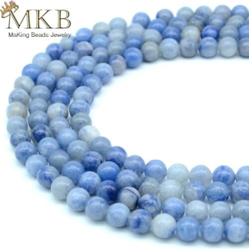 Perles Blue Aventurine Stone Natural Round Beads For Jewelry Making 4 6 8 10 12mm Spacer Beads Women Diy Bracelet Wholesale