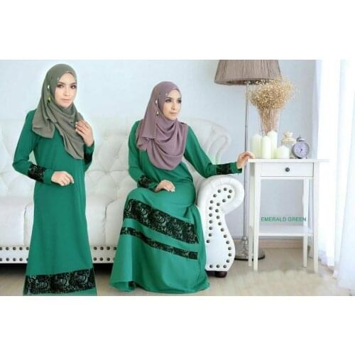 Polyester with lace muslim malaysia abaya islamic long sleeves abaya turkish long dress malyasian design