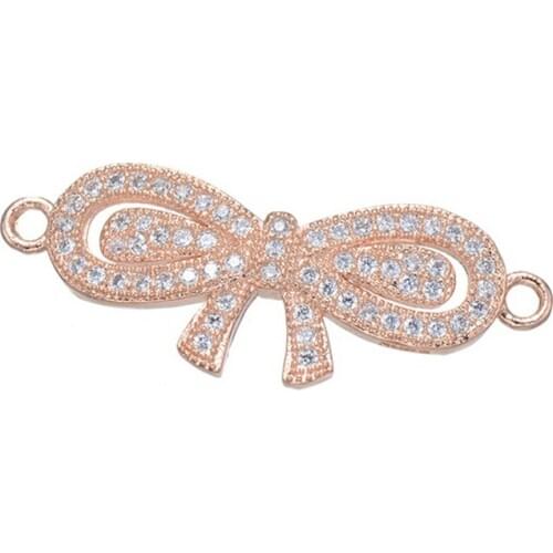 Supplier for jewelry Findings & Components Micro Pave CZ bow-knot connectors for jewelry making fit women bracelet necklaces