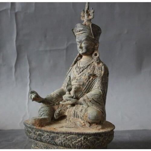 Christmas Old Tibet Buddhism Temple bronze Guru Rinpoche Padmasambhava Vajra Buddha Statue halloween