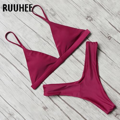 RUUHEE Bikini 2021 Woman Push Up Micro Bikini Set Low Waist Solid Swimsuit Bathing Suits Swimwear Sexy Brazilian Bikini Women
