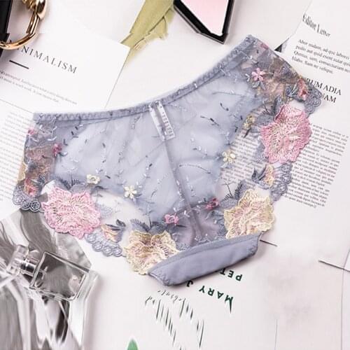 2021 Fashion Sexy Embroidery Shorts Comfortable Nylon Women Briefs Sexy UnderpantsLow-Rise Briefs Summer Breathable Lace Panties