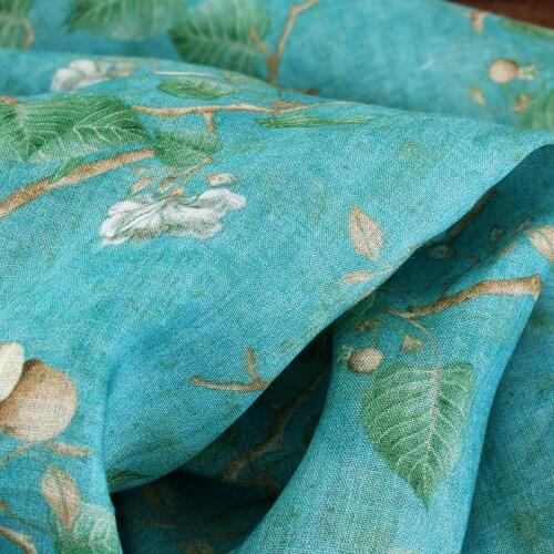 High grade bird ramie printed cotton fabric Wedding Dress Tulle Skirt Material fabrics for patchwork kumas telas por metros