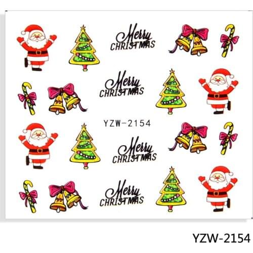 WUF 1pcs Nail Art Water Sticker Decoration Slider Tattoo 2021 New Designs Santa Series Tattoo Decals