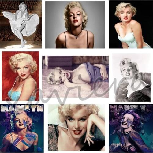Xaviera 5D Diy Round Diamond Painting Embroidery Marilyn Monroe Portrait Mosaic Full Square Drill Cross Stitch Home Decoration