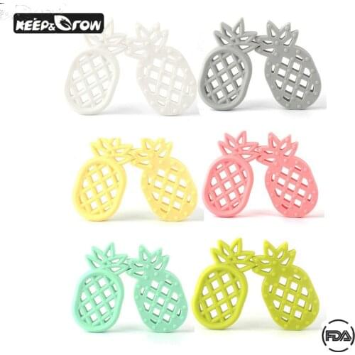 10Pcs Pineapple Baby Teethers Food Grade Silicone Summer Teethers Health Baby Chewed Teethers For Baby Teething Necklace Making