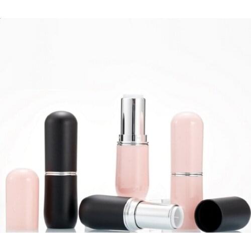 12.1mm Black Plastic Lipstick Tube Empty Round Pink Lip Balm Container Refillable Bottle Cosmetic Packaging Container 30/50pcs