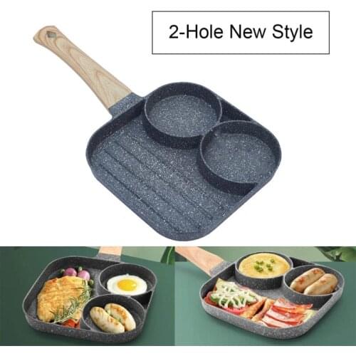 2 Holes Frying Pot Pan Thickened Omelet Pan Non-stick Egg Pancake Steak Pan Cooking Egg Ham Pans Breakfast Maker Home Cookware
