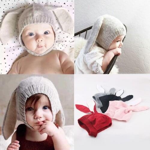 2020 Baby Stuff Accessories Infant Baby Girls Boys Unisex Bunny Hats Long Rabiit Ears Knitted Caps Warm Easter Hats For 3-24M