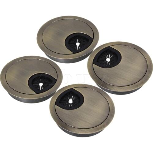 4x Zinc Alloy Wire Hole Cover for Computer Desk Cable 60mm Green Bronze
