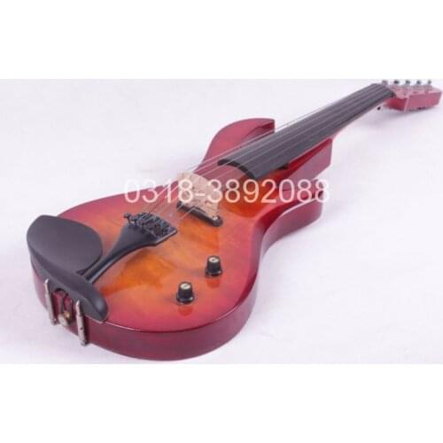 5 string Violin Electric Silent Nice Sound Solid wood red yellow 4/4 6.5 jack flam maple top