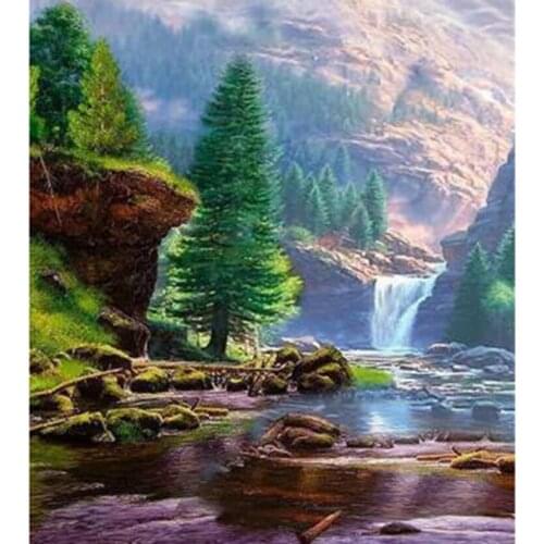 5D DIY Diamond Painting Square/Round Diamond Landscape Painting Green Mountain Green Tree Picture Cross Stitch Furniture WG2902
