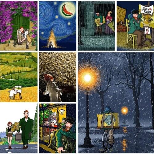 5D DIY Diamond Painting "Van Goghs Imagination" Rhinestone Inlaid Embroidery Mosaic Handmade Home Art Decoration Painting