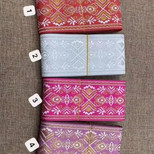 6.6cm nation style metallic and nylon yarn jacquard ribbon,XERY191203D