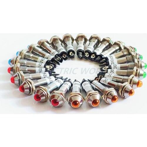 8mm metal Indicator lights waterproof Signal lamp no wire 12V 24V 220v power signal lamp LED indication mini indicator light