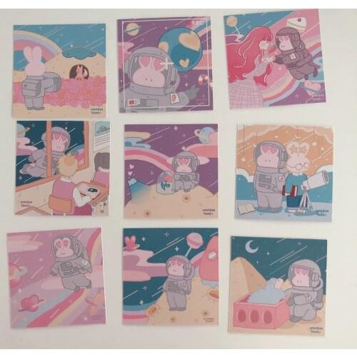9sheets Cute Astronaut Rabbit Decoration Cards Illustration Postcard Creative Greeting Card Background Picture Photography Props