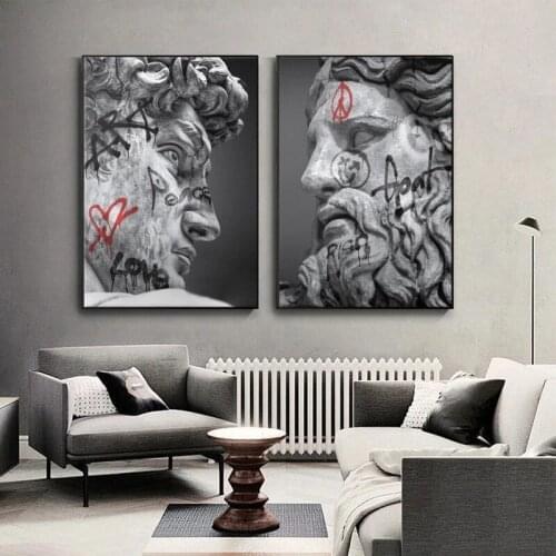 Abstract Greek Statue Plaster Sculpture Artwork David Art Posters and Prints Canvas Painting Wall Pictures for living room Decor