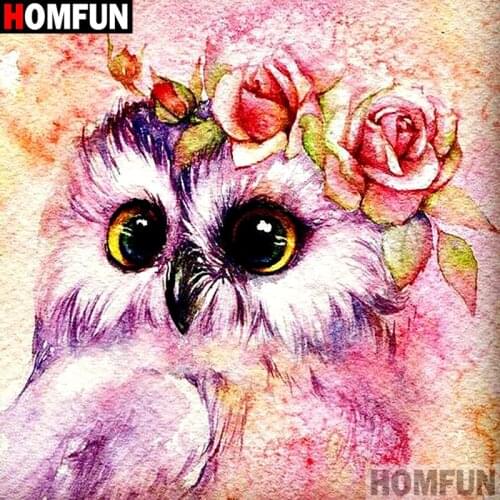 HOMFUN Full Square/Round Drill 5D DIY Diamond Painting "Painted flower owl" 3D Embroidery Cross Stitch 5D Decor Gift A16827