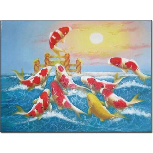 Full Square Round Drill 5D DIY Diamond Painting Sunrise Koi Fish Embroidery Diamond Mosaic cross stitch Christmas decor L115