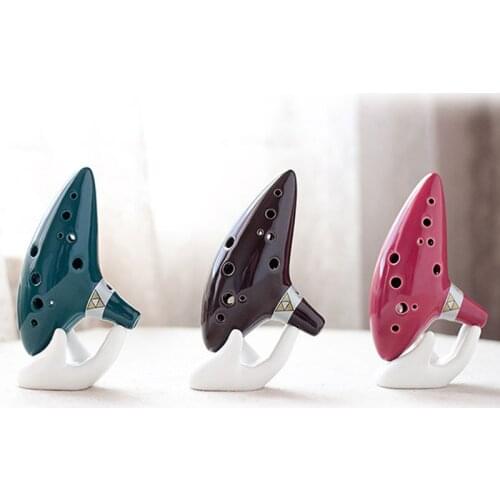 White 6/12 Hole Ocarina Collector Ceramic Hand Stand Base for Music Lovers