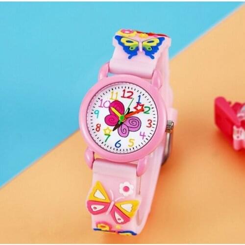 New Arrival 3D Cartoon High Quality Silicone Butterfly Kids Watch Children Girls Boys Students Quartz Wristwatches Relogio