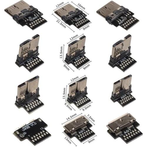 DIY USB3.0 Micro B Angled Connector USB 3.0 Micro-B Male/Female Welding 13Spot Transfer Adapter TX-TX/TX-RX Conversion USB Head