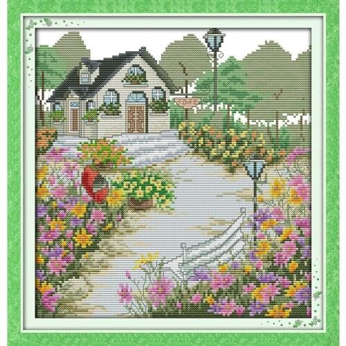 Everlasting Love A Rustic Cottage (4) Chinese Cross Stitch Kits Ecological Cotton Fabric 11CT DIY Christmas Decorations For Home