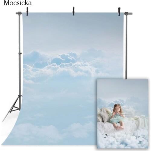 Blue sky and White Clouds Newborn Kids Baby Birthday Portrait Photo Background Children art photographic backdrop photocall