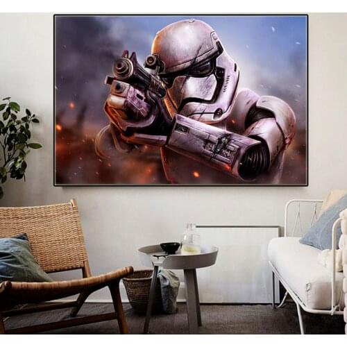 Disney Star Wars Soldier Anime Canvas Painting Movie Watercolor Poster Retro Art Wall Print Picture Kids Living Room Home Decor