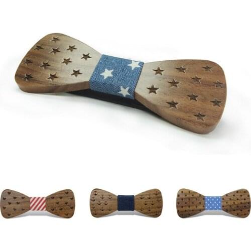 Classic Original Wood Elegant Gentleman Kids Bow Ties Handmade Butterfly Wedding Party Bow Ties Butterfly Wooden Unique Tie