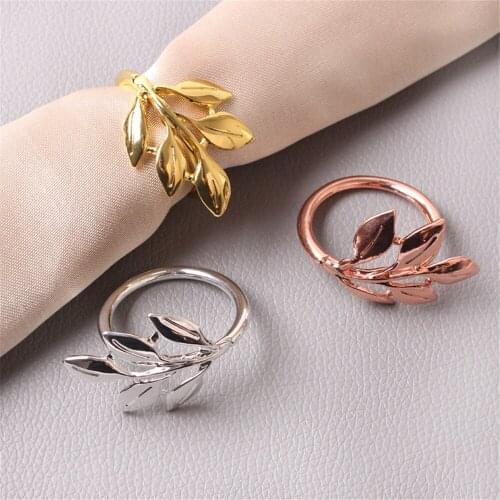 Fall Leaves Napkin Rings Christening Bangle Metal Napkin Holder Wedding Gifts Baptismal Shower Party Decor Hogard