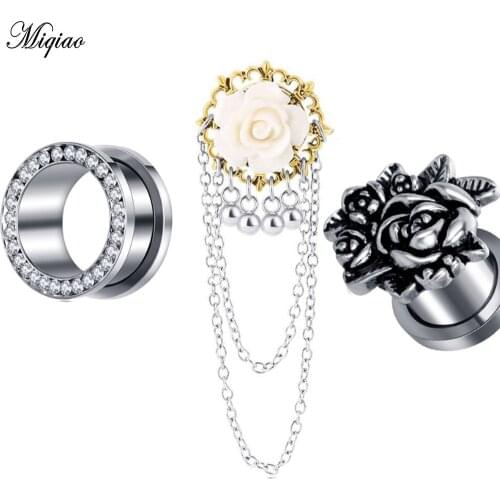 Miqiao 6 pcs 6-16mm Stainless Steel Ear Plugs and Tunnels Ear Piercings Earlets Screwed Expander Gauges Body Jewelry for Gift