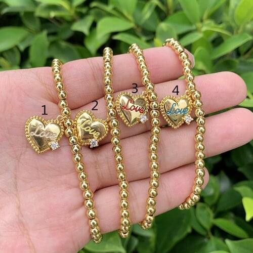 Fashion Love Pendant Charm Bracelet Girls Gold Plated Bangle Jewelry Women