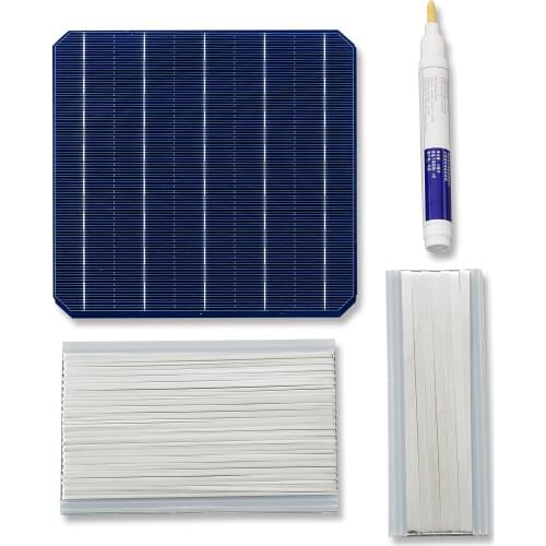 30Pcs Monocrystall Solar Cell 6x6 With 20M Tabbing Wire 2M Busbar Wire and 1Pcs Flux Pen