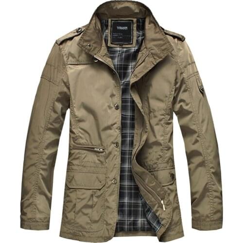 New arrival autumn and winter mens outwear stand collar lined casual trench coat classical windbreaker waterproof jackets