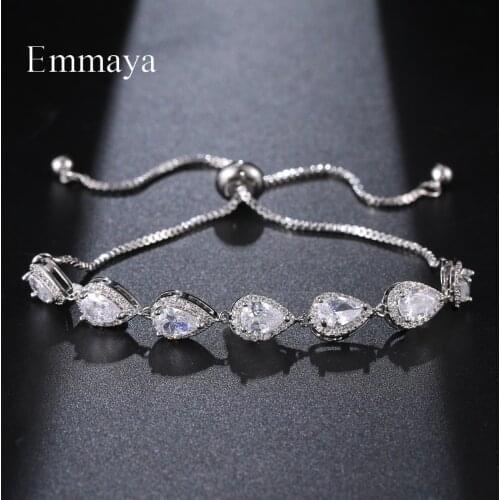 EMMAYA New Fashion Waterdrop Shape Design Bracelet For Women Elegant Zirconia Adjustable Jewelry Party Charming Dress-Up