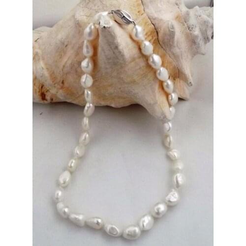Fine luster Genuine 12-13 mm Natural south sea White pearl necklace 18 "