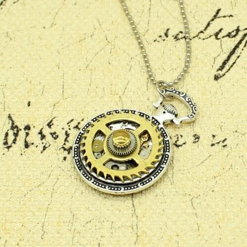 Steampunk Necklace Watch Parts Gear Pendant Vintage Antique Clock Cogs Jewelry Handmade