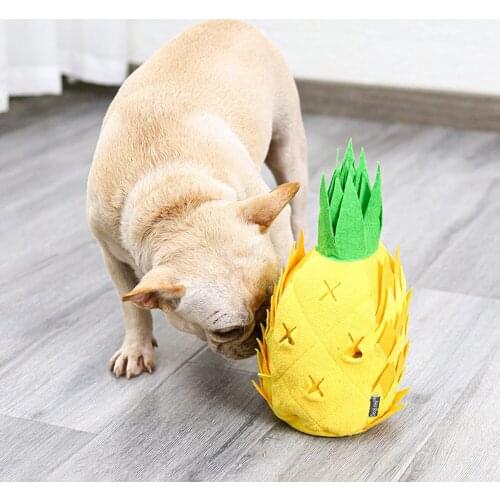 Stress Release Toys Plush Pineapple Snuffle Mat Dog Nose Pad Slow Feeder Training Sound Throw Resistant Bite Pets Products