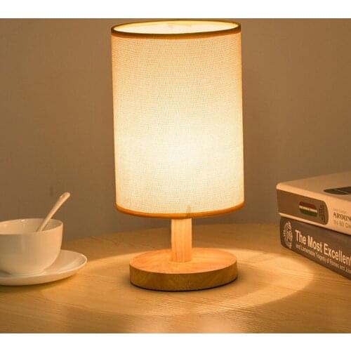 Simple modern warm cloth art adornment lamp study bedside lamp solid wood bedroom creative birthday gift a night light