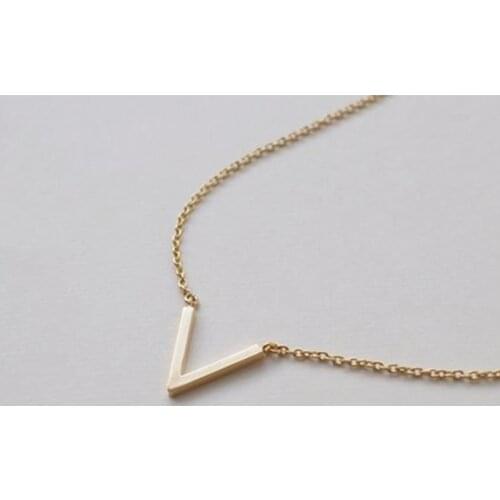 Gold Simple V Necklace Women Fashion Jewelry Initial Necklaces Stainless Steel Ketting Friendship Gifts Collier Femme Bijoux