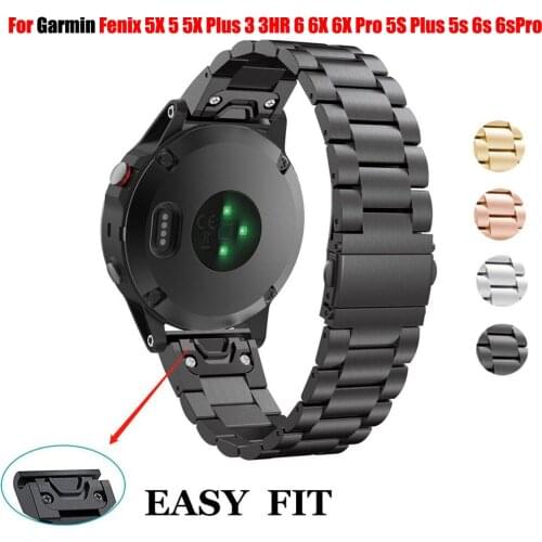 Steel Belt Watchband Wriststrap For Garmin Fenix 6X 6 6S Pro 5X 5 5SPlus 6Pro Forerunner 935 3HR EasyFit Quick Release Wirstband