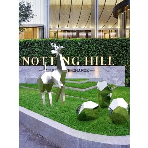 Hotel lobby decoration stainless steel geometric stone villa model house sales office outdoor floor art sculpture