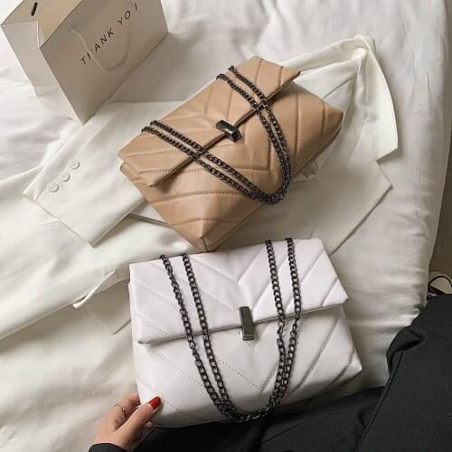 Vintage Women Casual Bag PU Leather Solid Color Chain Shoulder Messenger Ladies Beach Travel Shoulder Bags Tote