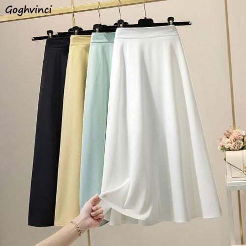 Skirts Women Various Colors Summer Thin Empire Solid Simple Fashion All-match Casual Minimalist Temperament College Breathable