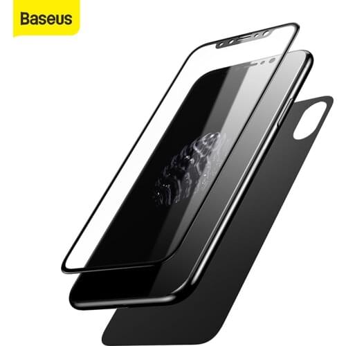 2pcs/lot Front+Back Tempered Glass Protective glass For iPhone X Screen Protector Film Baseus 9H Ultra slim For iPhone X