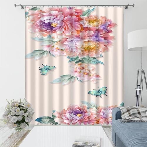 Pink flower curtains 3D Blackout Curtains For Living room Bedding room Drapes Cotinas para sala